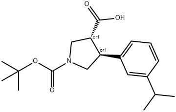 Boc-(+/-)-trans-4-(3-isopropyl-phenyl)-pyrrolidine-3-carboxylic acid 结构式