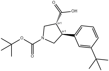 Boc-(+/-)-trans-4-(3-tert-butyl-phenyl)-pyrrolidine-3-carboxylic acid 结构式