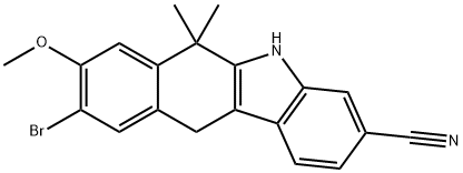 6,6-二甲基-8-甲氧基-9-溴-6,11-二氢-5H-苯并[B]咔唑-3-甲腈 结构式