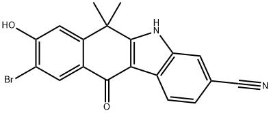 6,6-二甲基-8-羟基-9-溴-11-氧代-6,11-二氢-5H-苯并[B]咔唑-3-甲腈 结构式
