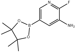 2-氟-5-(4,4,5,5-四甲基-1,3,2-二氧杂环戊硼烷-2-基)吡啶-3-胺 结构式