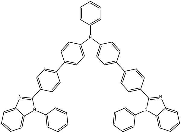 9-苯基-3,6-二[4-(1-苯基-1H-苯并咪唑-2-基)苯基]-9H-咔唑 结构式