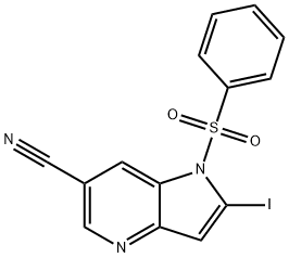 1-(Phenylsulfonyl)-6-cyano-2-iodo-4-azaindole 结构式