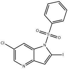 1-(苯磺酰基) -6-氯 -2-碘 -4-氮杂吲哚 结构式