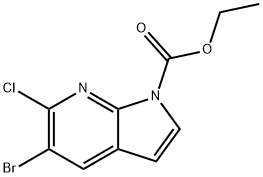 5-溴-6-氯-1H-吡咯并[2,3-B]吡啶-1-甲酸乙酯 结构式