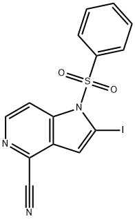 1-(Phenylsulfonyl)-4-cyano-2-iodo-5-azaindole 结构式