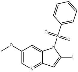 1-(Phenylsulfonyl)-2-iodo-4-azaindole-6-carboxaldehyde 结构式