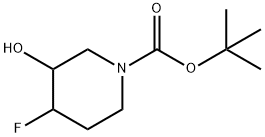 1-叔丁氧羰基-4-氟-3-羟基哌啶 结构式