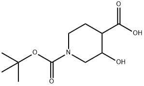 3-羟基-1-[(2-甲基丙-2-基)氧羰基]哌啶-4-羧酸 结构式