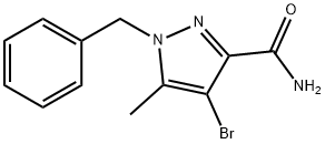 1-BENZYL-4-BROMO-5-METHYL-1H-PYRAZOLE-3-CARBOXAMIDE 结构式