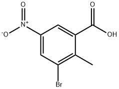 3-溴-2-甲基-5-硝基苯甲酸 结构式