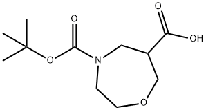 4-[(叔丁氧基)羰基]-1,4-氧氮杂环庚-6-羧酸 结构式