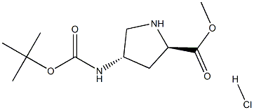 (2R,4S)-4-BOC-氨基吡咯烷-2-羧酸甲酯盐酸盐 结构式