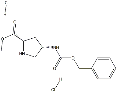 (2S,4S)-4-(((苄氧基)羰基)氨基)吡咯烷-2-羧酸甲酯二盐酸盐 结构式