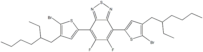 4,7-二(5-溴-4-乙基己基噻吩基-2-)-5,6-二氟-2,1,3-苯并噻二唑 结构式