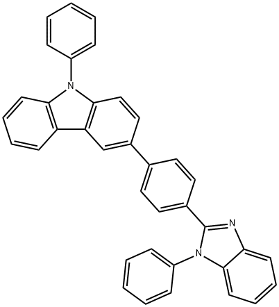 9-苯基-3-[4-(1-苯基-1H-苯并咪唑-2-基)苯基]-9H-咔唑 结构式