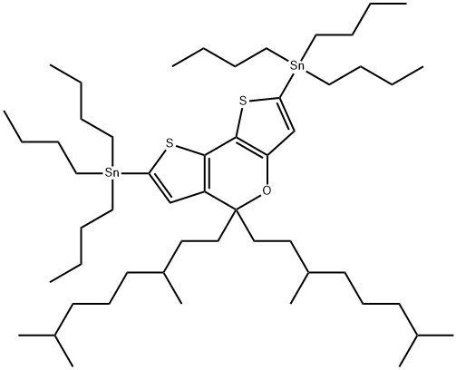 (5,5-双(3,7-二甲基辛基)-5H-二噻吩[3,2-B:2',3'-D]吡喃-2,7-二基)双(三丁基锡) 结构式