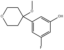 3-FLUORO-5-(4-METHOXYTETRAHYDRO-2H-PYRAN-4-YL)PHENOL 结构式