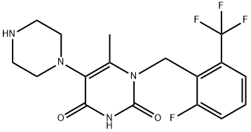 1-(2-氟-6-(三氟甲基)苄基)-6-甲基-5-(哌嗪-1-基)嘧啶-2,4(1H,3H)-二酮 结构式