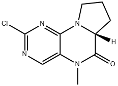 (S)-2-CHLORO-5-METHYL-6A,7,8,9-TETRAHYDROPYRROLO[2,1-H]PTERIDIN-6(5H)-ONE 结构式