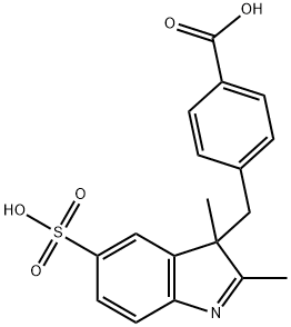 4-[(2,3-二甲基-5-磺基-3H-吲哚-3-基)甲基]苯甲酸 结构式
