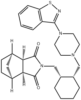 (3AR,4R,7S,7AS)-2-[[(1S,2R)-2-[[4-(1,2-苯并异噻唑-3-基)-1-哌嗪基]甲基]环己基]甲基]六氢-4,7-甲桥-1H-异吲哚-1,3(2H)-二酮 结构式