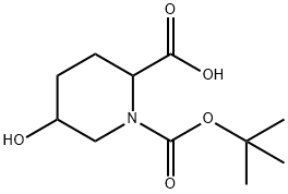 1-(tert-butoxycarbonyl)-5-hydroxypiperidine-2-carboxylic acid 结构式