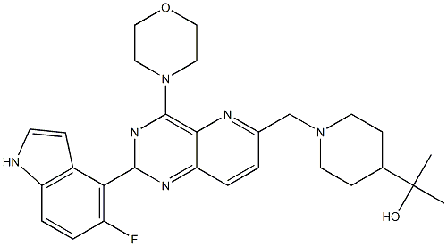 2-[1-[[2-(5-氟-1H-吲哚-4-基)-4-(吗啉-4-基)吡啶并[3,2-D]嘧啶-6-基]甲基]哌啶-4-基]丙-2-醇 结构式