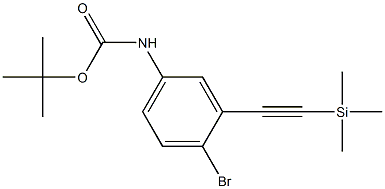 (4-溴-3-((三甲基甲硅烷基)乙炔基)苯基)氨基甲酸叔丁酯 结构式