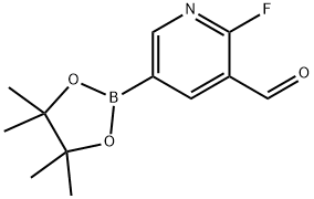 2-氟-5-(4,4,5,5-四甲基-1,3,2-二氧杂硼烷-2-基)烟醛 结构式