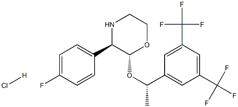 (2R,3R)-2-[(1S)-1-[3,5-双(三氟甲基)苯基]乙氧基]-3-(4-氟苯基)吗啉盐酸盐 结构式
