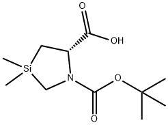 (5S)-1-[(叔丁氧基)羰基]-3,3-二甲基-1,3-氮杂硅烷-5-羧酸 结构式