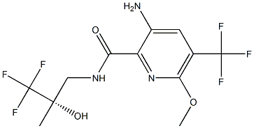 3-氨基-6-甲氧基-N-[(2S)-3,3,3-三氟-2-羟基-2-甲基丙基]-5-(三氟甲基)-2-吡啶甲酰胺 结构式