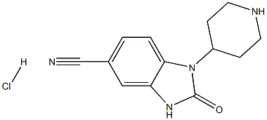 2-oxo-1-(piperidin-4-yl)-2,3-dihydro-1H-benzo[d]imidazole-5-carbonitrile hydrochloride 结构式