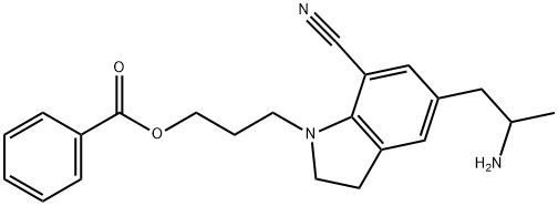 5-(2-氨基丙基)-1-[3-(苯甲酰氧基)丙基]-2,3-二氢-1H-吲哚-7-甲腈 结构式