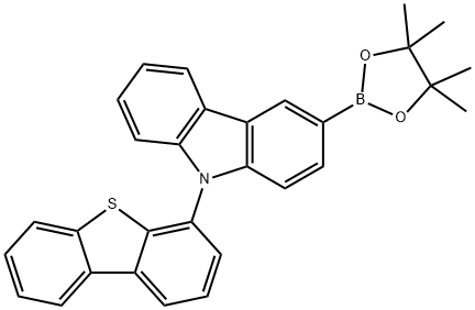 9-Dibenzothiophen-4-yl-3-(4,4,5,5-tetraMethyl-[1,3,2]dioxaborolan-2-yl)-9H-carbazole 结构式