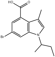 6-溴-3-甲基-1-(1-甲基丙基)-1H-吲哚-4-羧酸 结构式