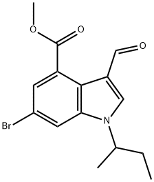 6-溴-1-(仲丁基)-3-甲酰基-1H-吲哚-4-羧酸甲酯 结构式