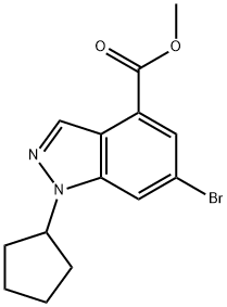 1H-Indazole-4-carboxylic acid,6-broMo-1-cyclopentyl-,Methyl ester 结构式