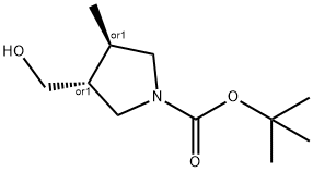 trans-tert-butyl 3-(hydroxyMethyl)-4-Methylpyrrolidine-1-carboxylate 结构式