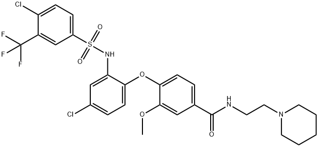 4-[4-Chloro-2-(4-chloro-3-trifluoroMethyl-benzenesulfonylaMino)-phenoxy]-3-Methoxy-N-(2-piperidin-1-yl-ethyl)-benzaMide 结构式