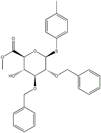 4-甲基苯基 2,3-二-O-苄基-1-硫代-BETA-D-吡喃葡糖苷酸甲酯 结构式