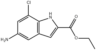 5-氨基-7-氯-1H-吲哚-2-羧酸乙酯 结构式