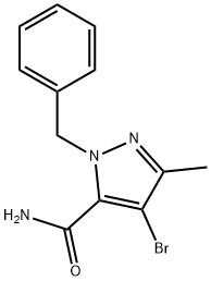 1-苄基-4-溴-3-甲基-1H-吡唑-5-甲酰胺 结构式