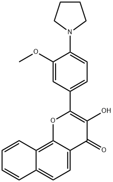 3-Hydroxy-2-[3-Methoxy-4-(pyrrolidin-1-yl)phenyl]benzo[h]chroMen-4-one 结构式