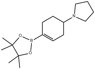 1-(4-(4,4,5,5-四甲基-1,3,2-二氧杂硼杂环戊烷-2-基)环己-3-烯-1-基)吡咯烷 结构式