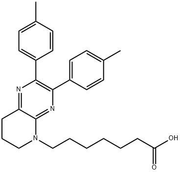 7,8-二氢-2,3-二(4-甲基苯基)吡啶并[2,3-B]吡嗪-5(6H)-庚酸 结构式