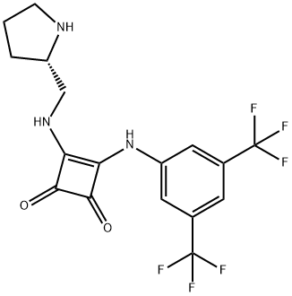 3-[[3,5-双(三氟甲基)苯基]氨基]-4-[[(2S)-2-吡咯烷甲基]氨基]-3-环丁烯-1,2-二酮 结构式
