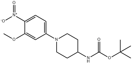 1-(3-甲氧基-4-硝基-苯基)-哌啶-4-基]-氨基甲酸叔丁基酯 结构式