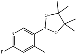 2-氟-4-甲基-5-(4,4,5,5-四甲基-1,3,2-二氧杂环戊硼烷-2-基)吡啶 结构式